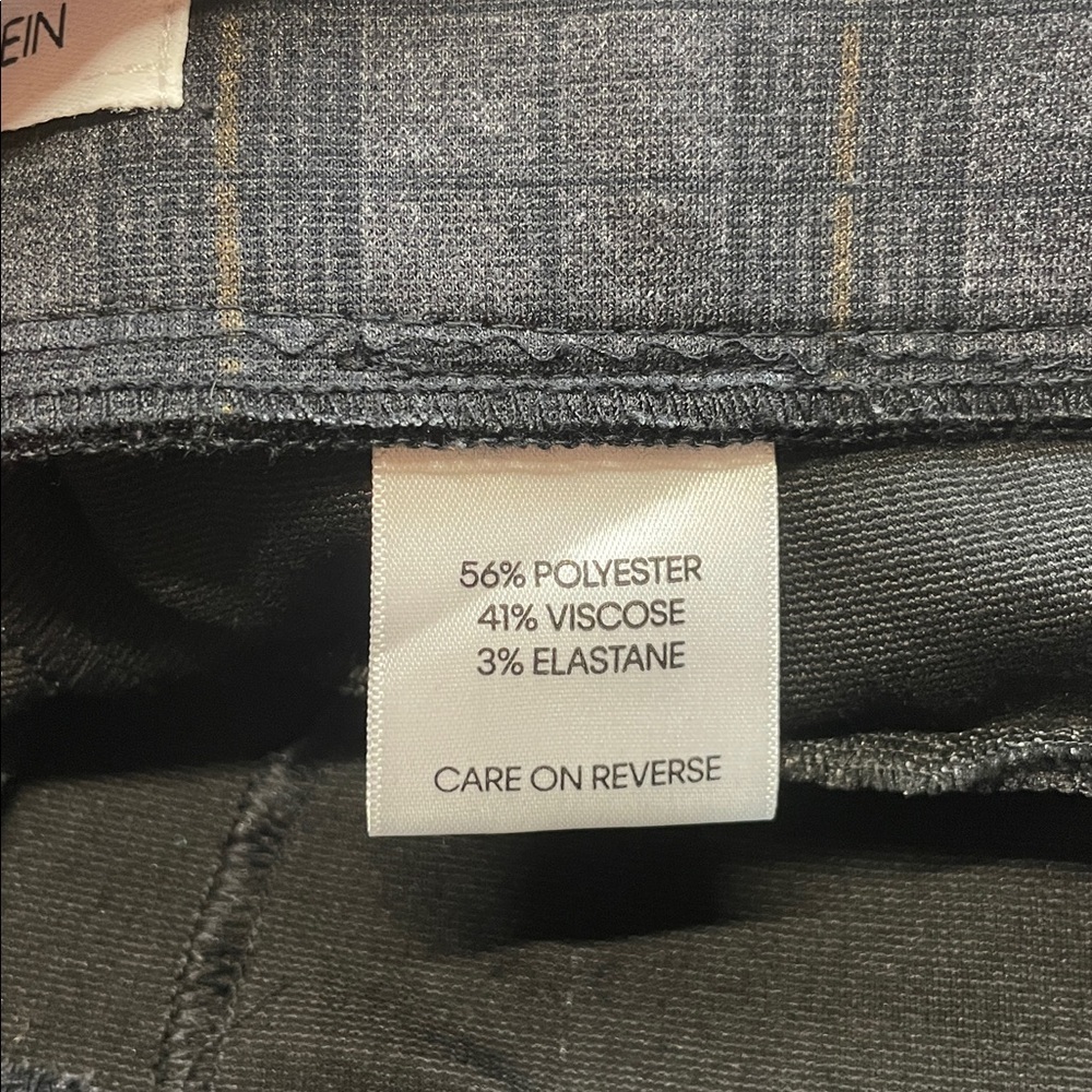 Calvin Klein Womens Pull On Stretch Charcoal Plaid Skinny Pants Sz 2 - Picture 7 of 10